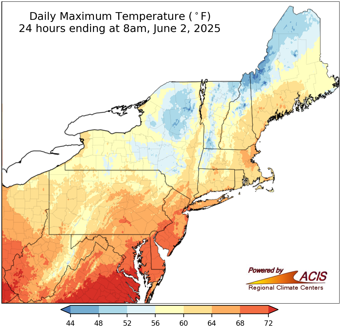 Selected daily climate map
