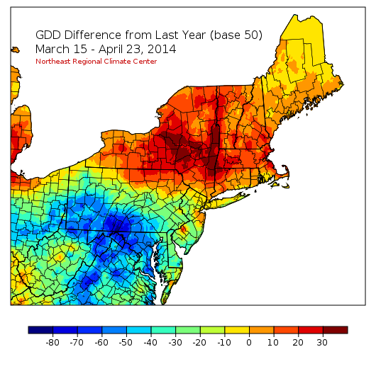this season compared to last (gdd)