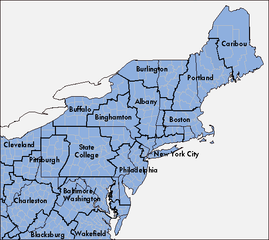 Image Map of NWS Offices in the Northeast