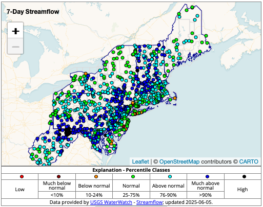 Map of 7-day streamflow status