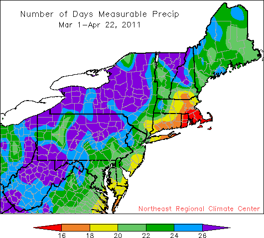 days measurable precip map