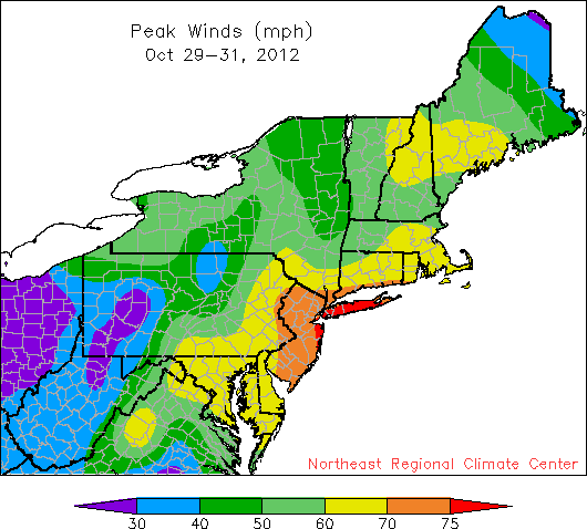 sandy wind map