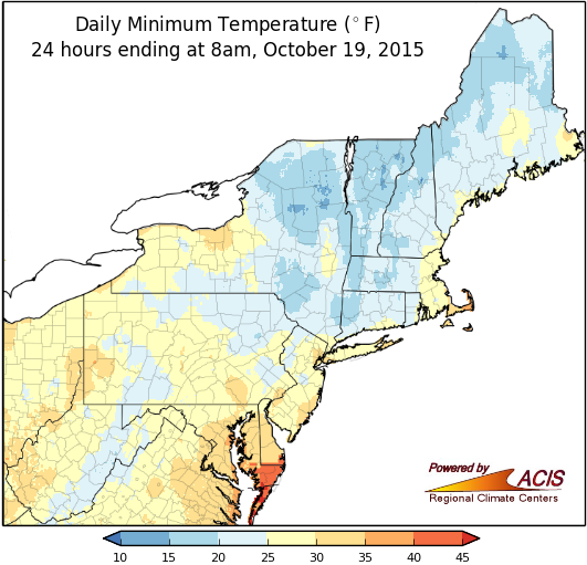 Oct 19 min temp map