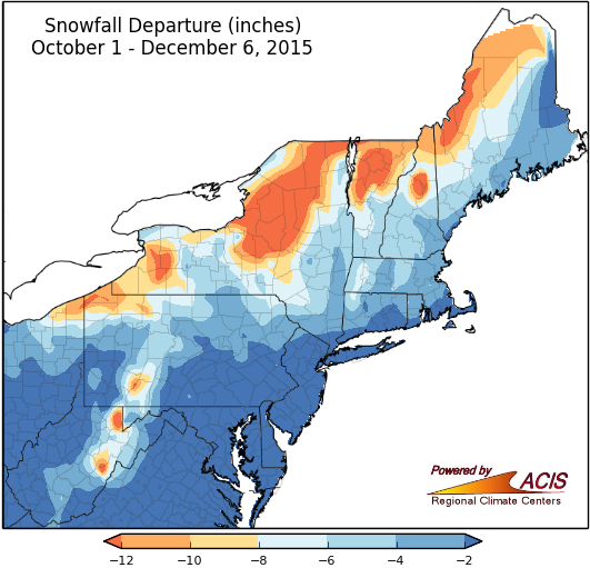 snowfall departure map