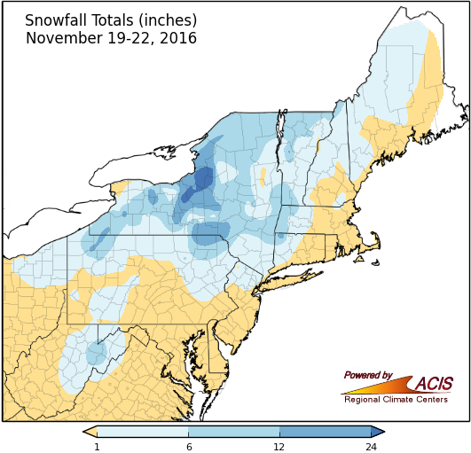 Nov 19-22 snowfall map