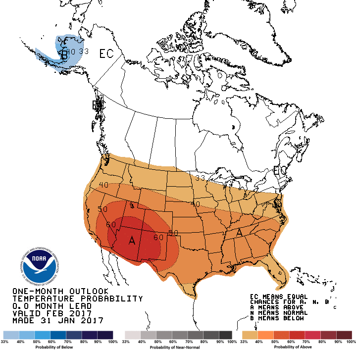 feb temp outlook map