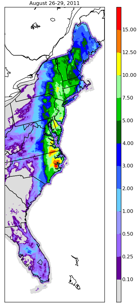 irene rainfall map