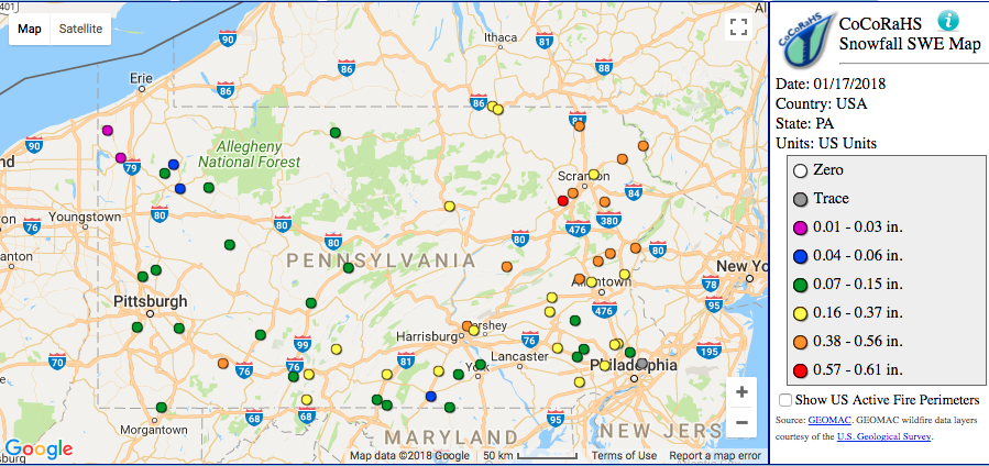 Jan 15-17 snow survey map