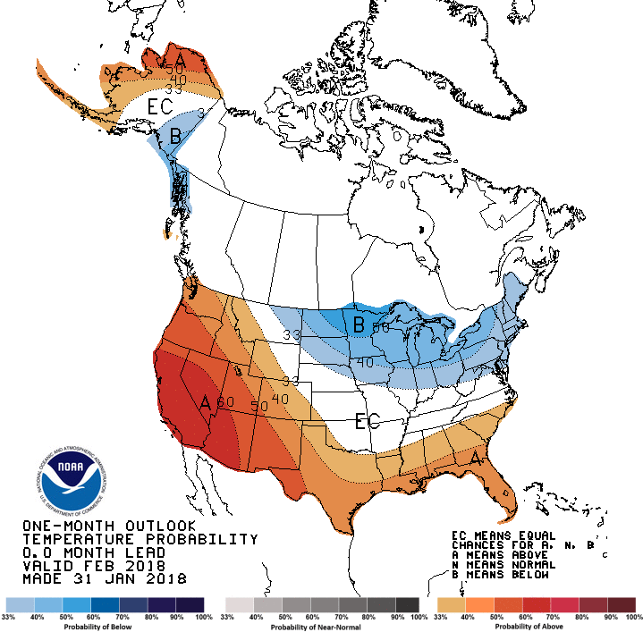 feb temp outlook map