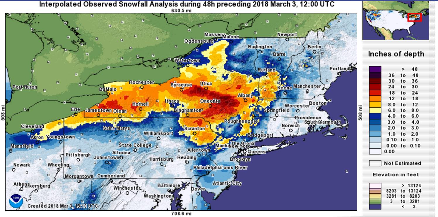 Mar 2 storm snow map
