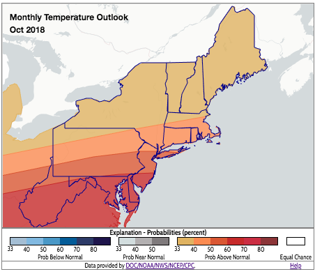 Oct temp outlook map