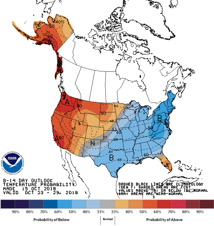 CPC Oct 23-29 temp outlook map