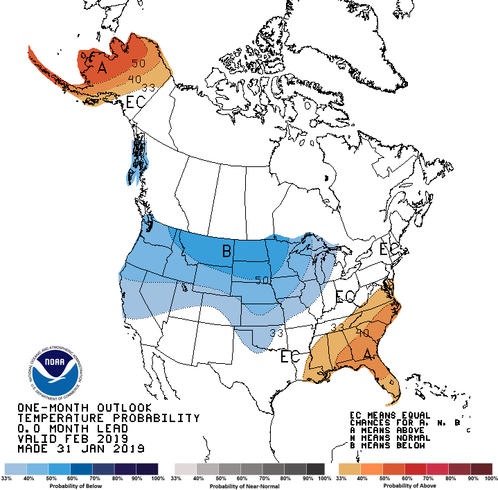 feb temp outlook map