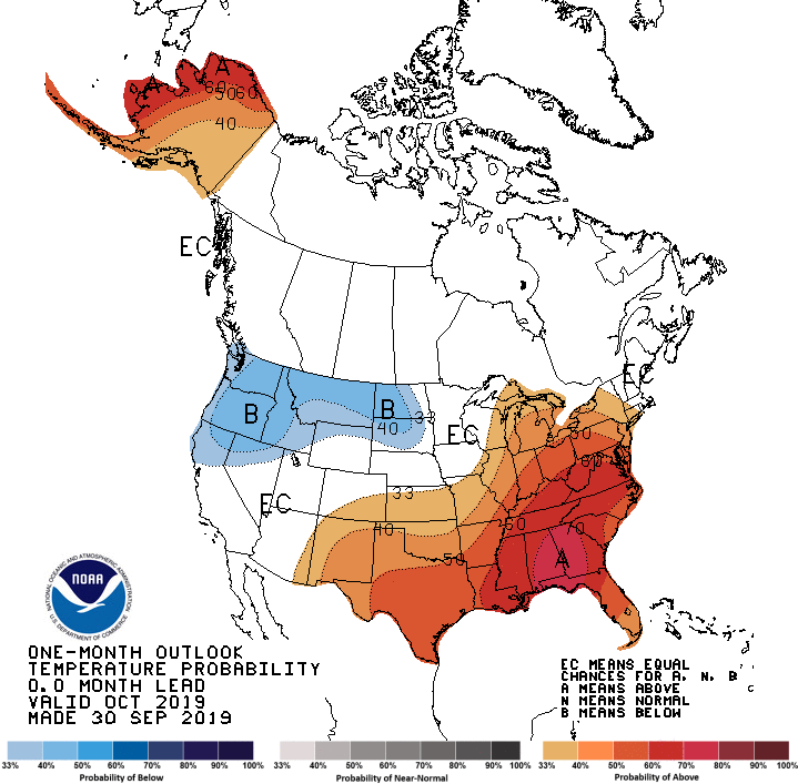 Oct temp outlook map