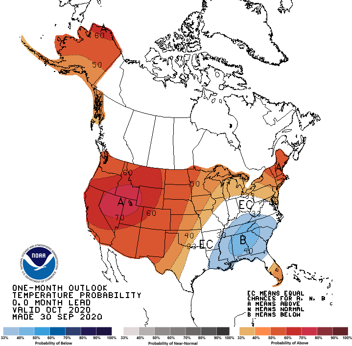 Oct temp outlook map