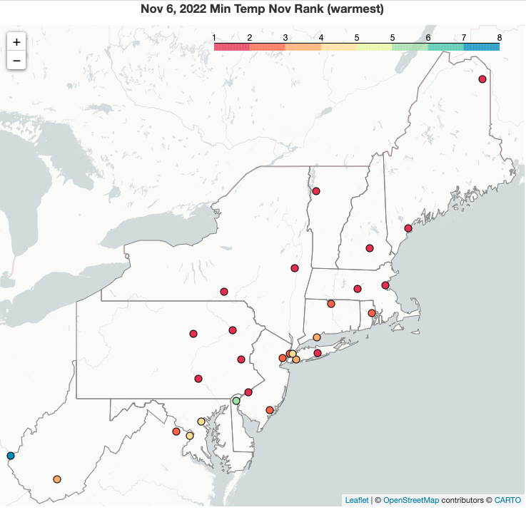 Oct min temp ranks map