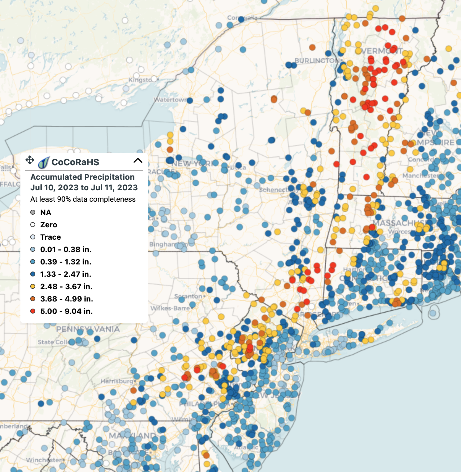 July storm precip map