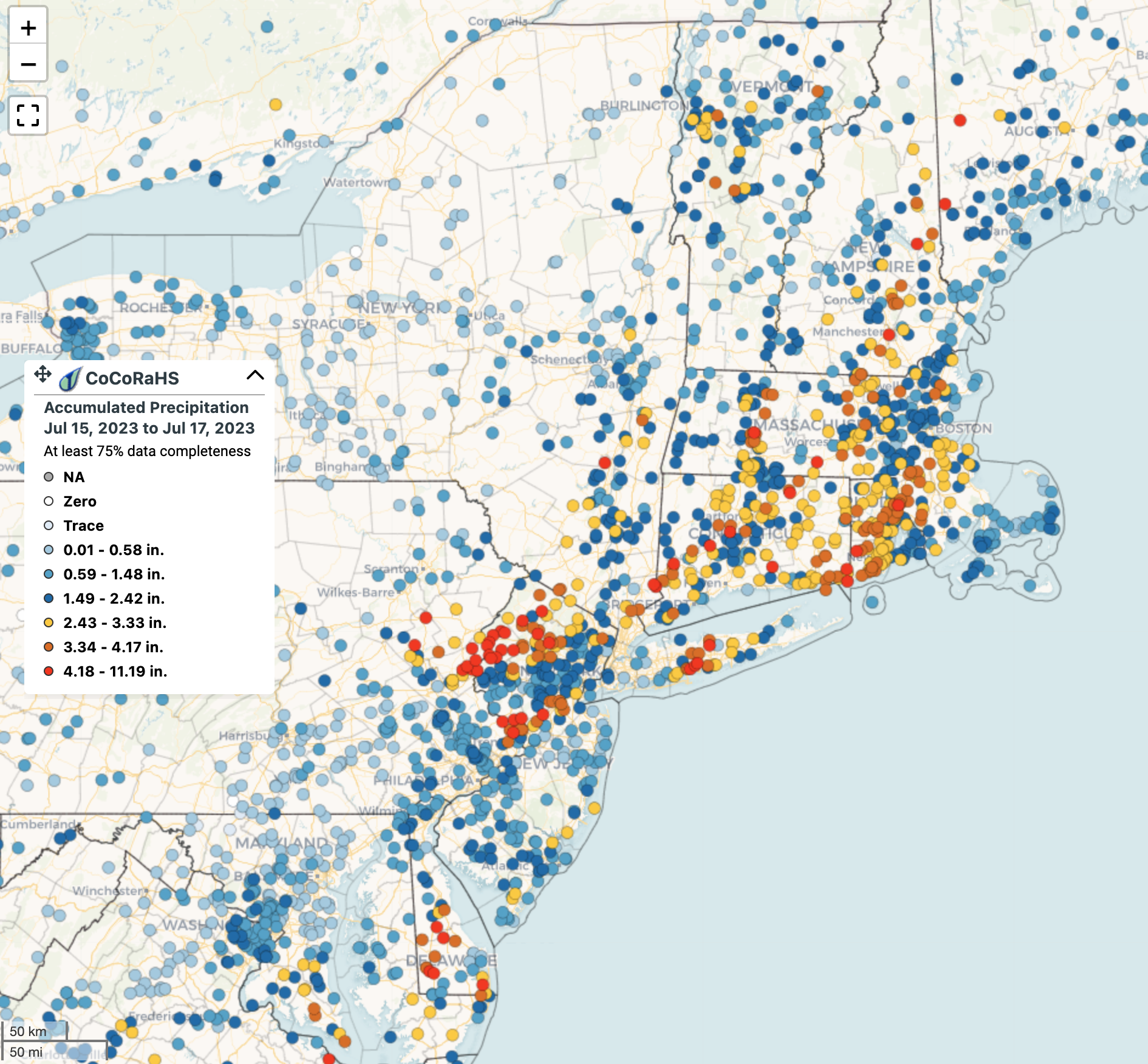 July storm precip map